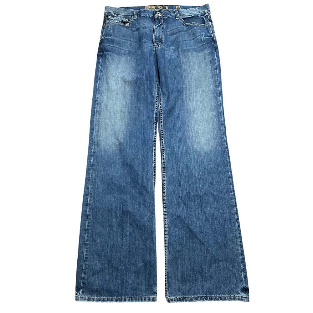 BKE Buckle Tyler Jeans 36x36 Relaxed Bootcut Medium Wash Distressed Blue Denim